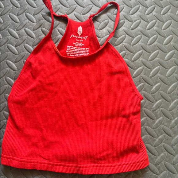 Free People Red Ribbed Tank Top - Picture 1 of 3